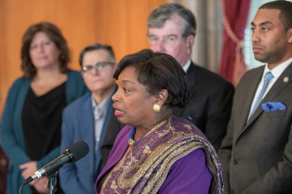 Senate Democrats lead by Senator Andrea Stewart-Cousins call to reform the New York Criminal Justice System during a press conference Tuesday Feb. 13, 2018 at the State Capitol in Albany, N.Y. (Skip Dickstein/Times Union)