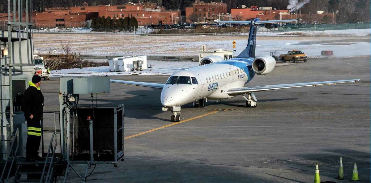 The inaugural flight of the OneJet service between Albany and Buffalo arrives this morning Tuesday Feb. 13, 2018 at the Albany International Airport in Albany, N.Y. (Skip Dickstein/Times Union)
