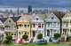 Row of seven Victorian houses in central San Francisco known as Painted Ladies.