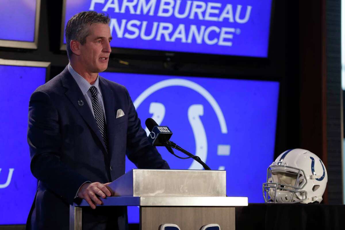 Indianapolis Colts head coach Frank Reich takes questions after he was introduced at the team's new had football coach during a press conference in Indianapolis, Tuesday, Feb. 13, 2018. (AP Photo/Michael Conroy)