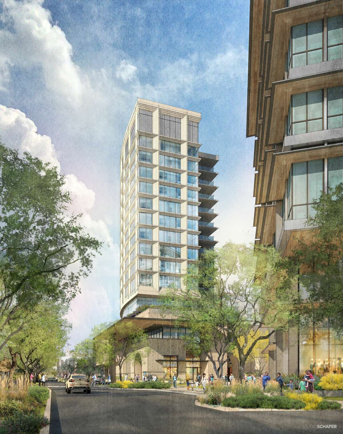 Renderings show San Antonio developer Zachary Corp.'s first designs for a $200 million mixed-use project at the Hemisfair.