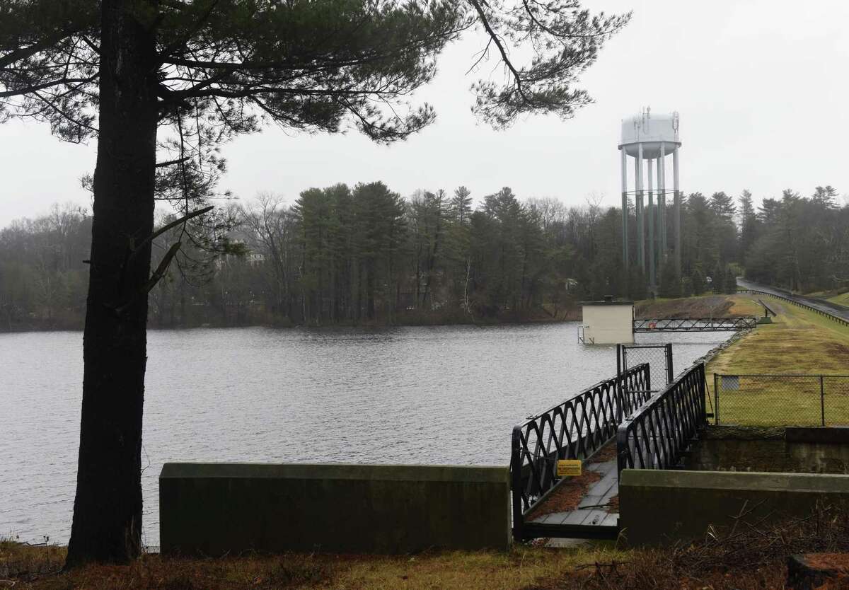 Light rain falls at Putnam Reservoir in Greenwich, Conn. at January’s end 2017. A conference at UConn hosted by Aquarion Feb. 27, 2018 will provide updates on where the reservoirs are now and what restrictions will be with spring and summer on the horizon.