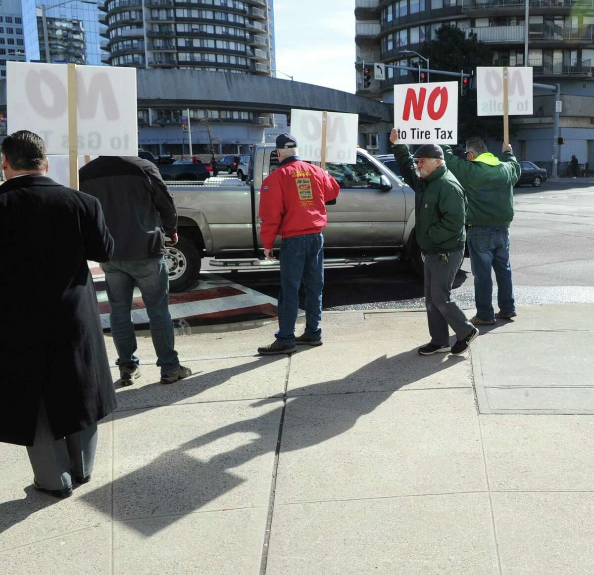 Business owners hold Stamford protest against proposed state taxes