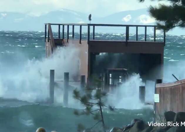 Incredible video shows waves slamming Lake Tahoe shore