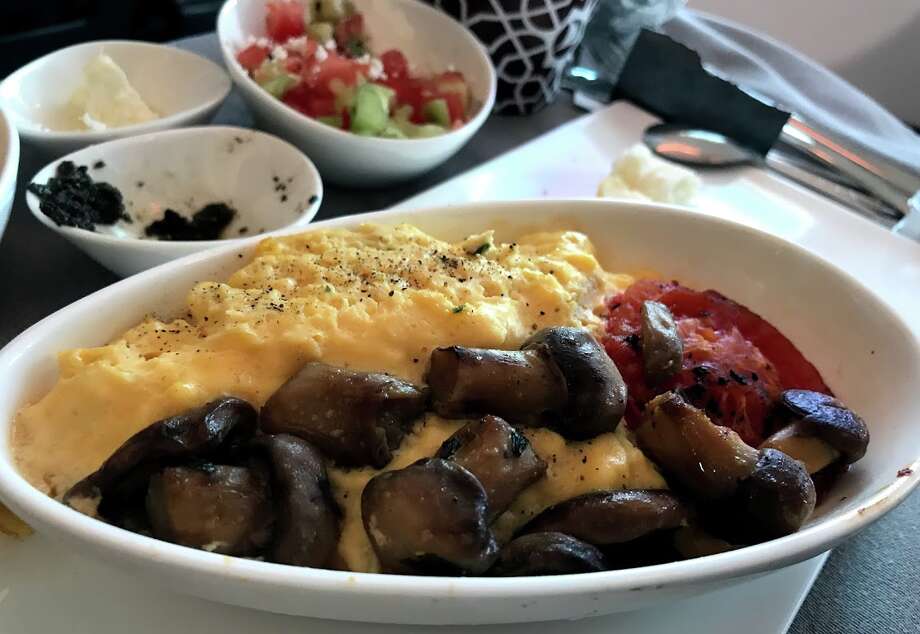 a delicious mushroom omelet on turkish airlines early morning
