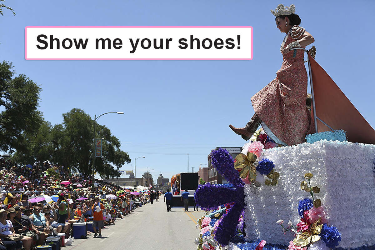 "Show me your shoes!" Shout these words to Fiesta royalty during one of the parades to catch a glimpse of their fancy custom footwear.