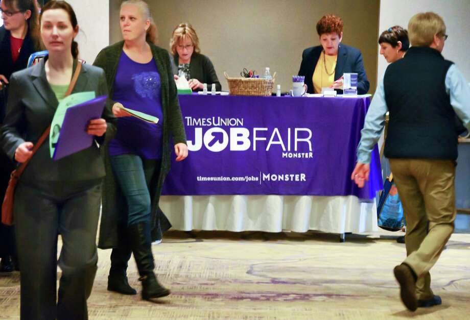 Job seekers pour into the TU Health Career Job Fair with hospitals, nursing homes, other health care providers recruiting at the Albany Marriott hotel Tuesday Feb. 20, 2018 in Colonie, NY.  (John Carl D'Annibale/Times Union) Photo: John Carl D'Annibale, Albany Times Union / 20042975A