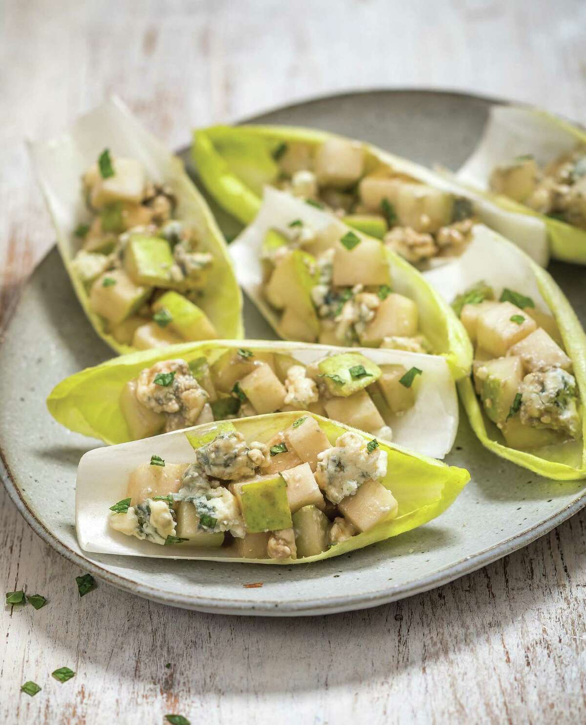 Pear and Blue Cheese Endive Boats from "Bring It!" by Ali Rosen.