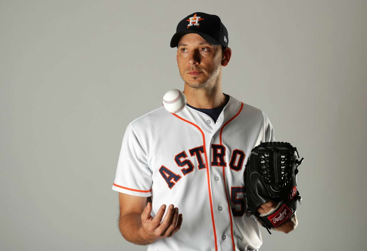 WEST PALM BEACH, FL - FEBRUARY 21: Charlie Morton #50 of the Houston Astros poses for a portrait at The Ballpark of the Palm Beaches on February 21, 2018 in West Palm Beach, Florida. (Photo by Streeter Lecka/Getty Images)