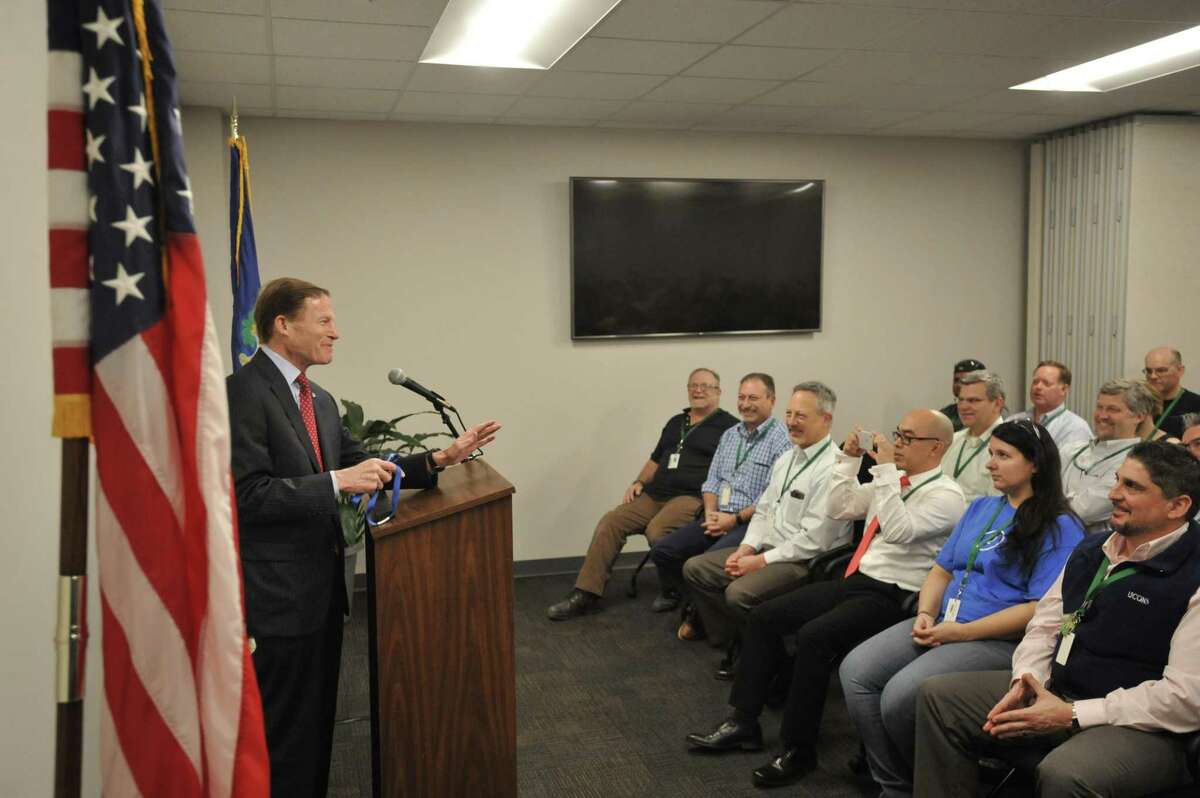 U.S. Sen. Richard Blumenthal, D-Connecticut, visited FuelCell Energy in Torrington Wednesday to discuss a fresh tax credit for the industry and tour the recently-expanded factory.