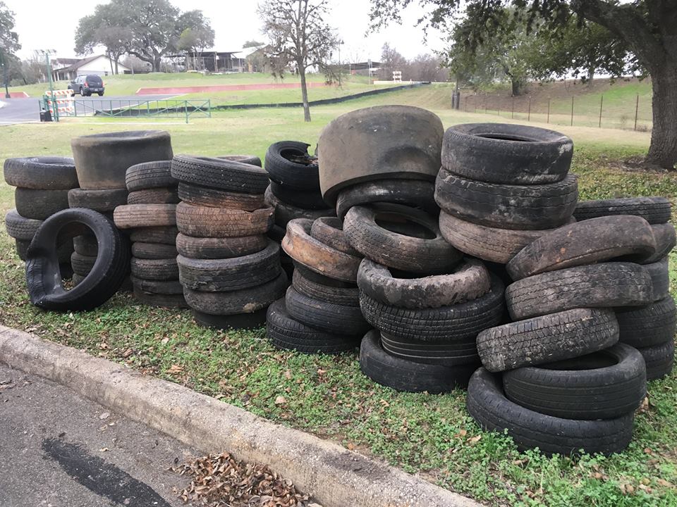 83 tires collected during annual cleanup of the San Antonio Missions