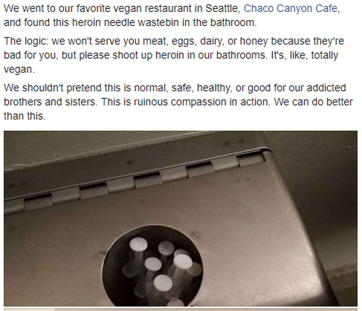 The Facebook post that started the internet firestorm around Chaco Canyon Organic Cafe.