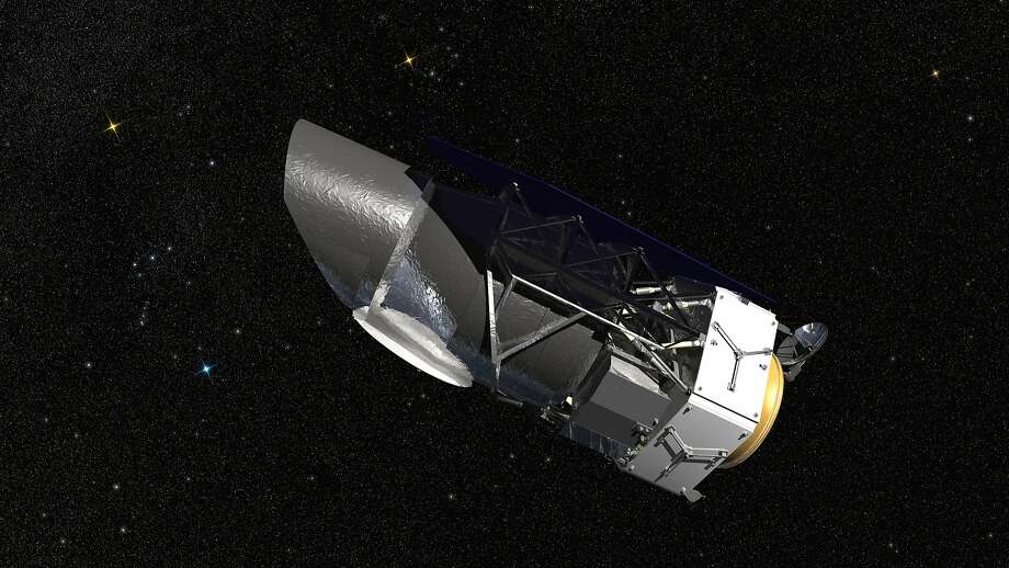 A rendering provided by NASA of the Wide-Field Infrared Survey Telescope, or Wfirst, telescope. It could be a casualty of the budget cuts proposed for NASA. Photo: HARRIS CORPORATION/TJT PHOTOGRAPHY, NYT