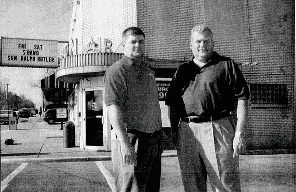In this Nov. 28, 1999 Telegraph file photo, Eddie Sholar Jr. is pictured with Eddie Sholar Sr. outside of Fast Eddie’s Bon-Air on Broadway in Alton.