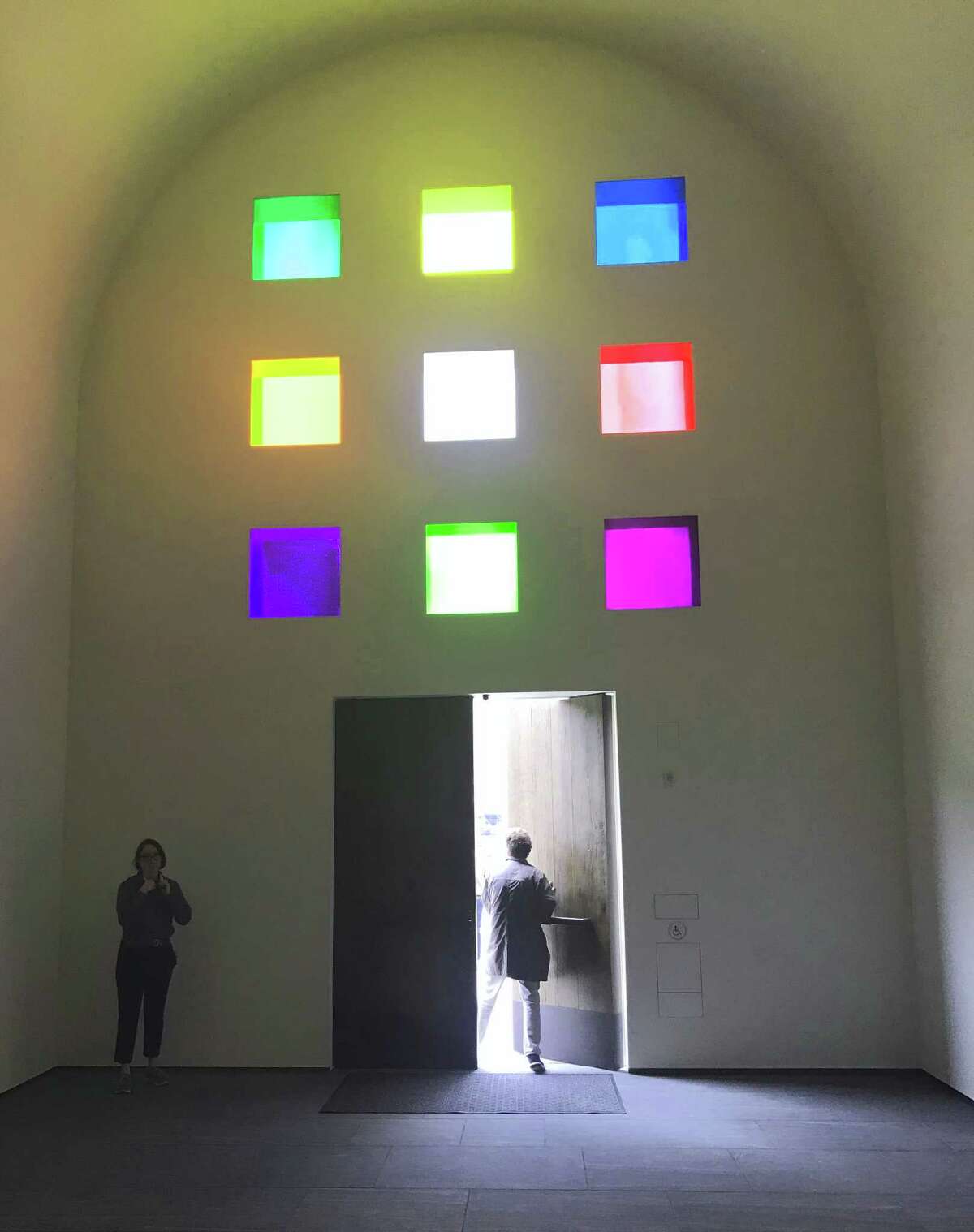 The entry door to Ellsworth Kelly's "Austin" is made ofÂ native Texas live oak re-purposed from the site ofÂ the new Dell Medical School at the University of Texas at Austin.