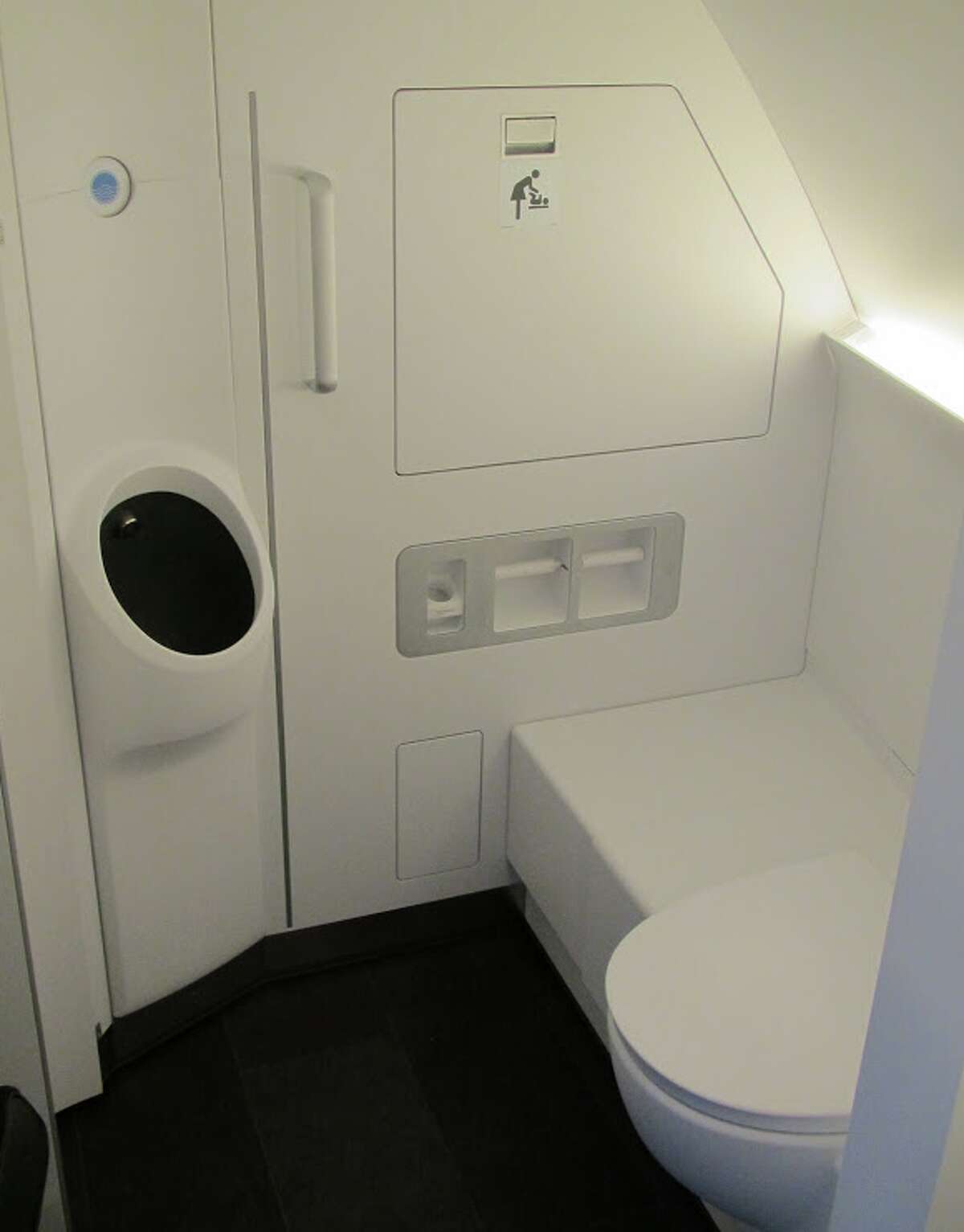 Airplane toilet seats Up or down?
