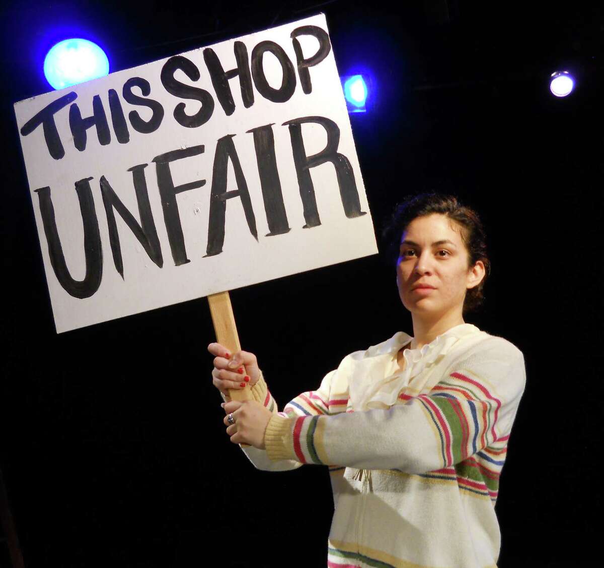 Denisse Ibarra plays Emma Tenayuca in "That's Not Fair!" at the Guadalupe Theater.