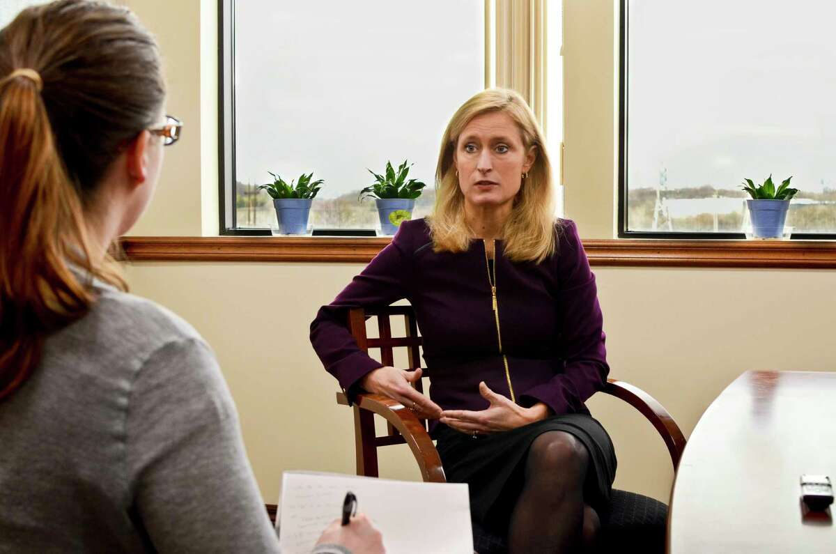 Courtney Burke, COO of HANYS (Healthcare Association of New York State), speaks with Women@Work in her office in Rensselaer, NY, on Monday, January 29, 2018. (Photo by Colleen Ingerto / Times Union)