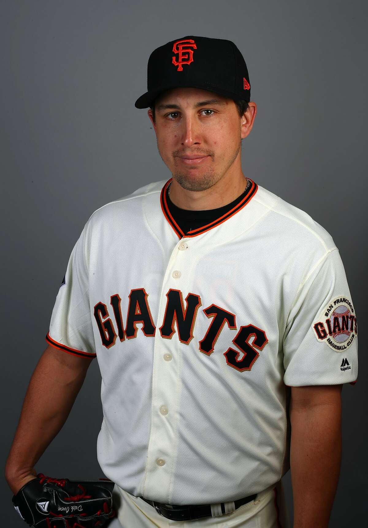 This is a 2018 photo of Derek Holland of the San Francisco Giants baseball team. 