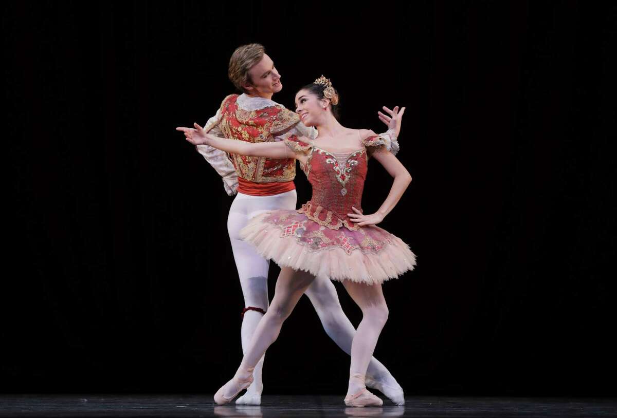 Soloist Monica Gomez and principal Jared Matthews brought bravura energy to a pas de deux from "Don Quixote" during Houston Ballet's Margaret Alkek Williams Jubilee of Dance on Nov. 15 at Hobby Center.