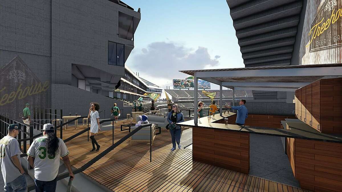 A new open air bar and lounge is featured on the new party deck that the Oakland A's hope will entice fans to the Coliseum this season.