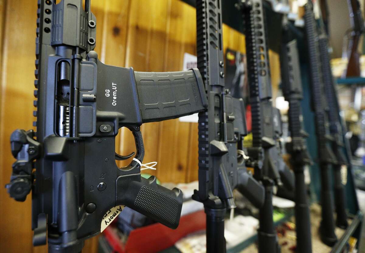 OREM, UT - FEBRUARY 15: Semi-automatic AR-15's are for sale at Good Guys Guns & Range on February 15, 2018 in Orem, Utah. An AR-15 was used in the Marjory Stoneman Douglas High School shooting in Parkland, Florida. (Photo by George Frey/Getty Images)