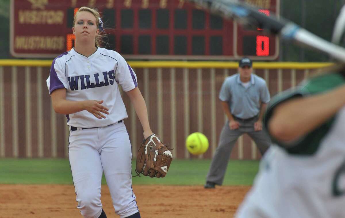 Willis' Sarah Debrow delivers a pitch against Brenham Saturday at Magnolia West High School.