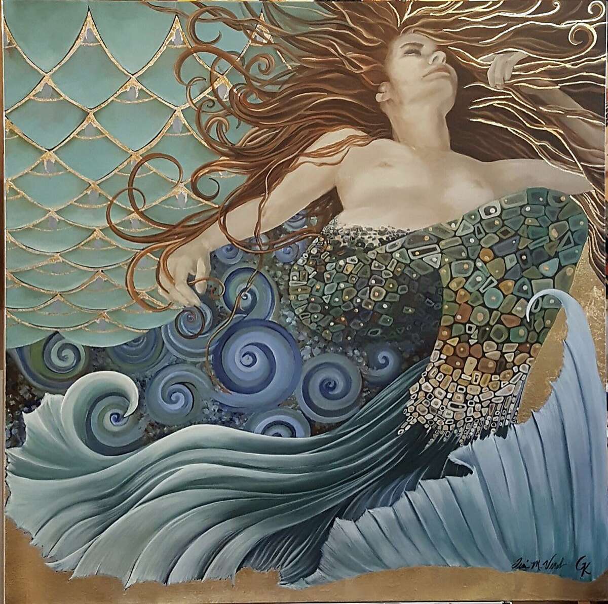 "Bliss," by Teri Vereb. Vereb is one of five local artists featured in Madrigal Family Winery's "Women who Paint Women" exhibition, through April 14. Photo: Don Seymore