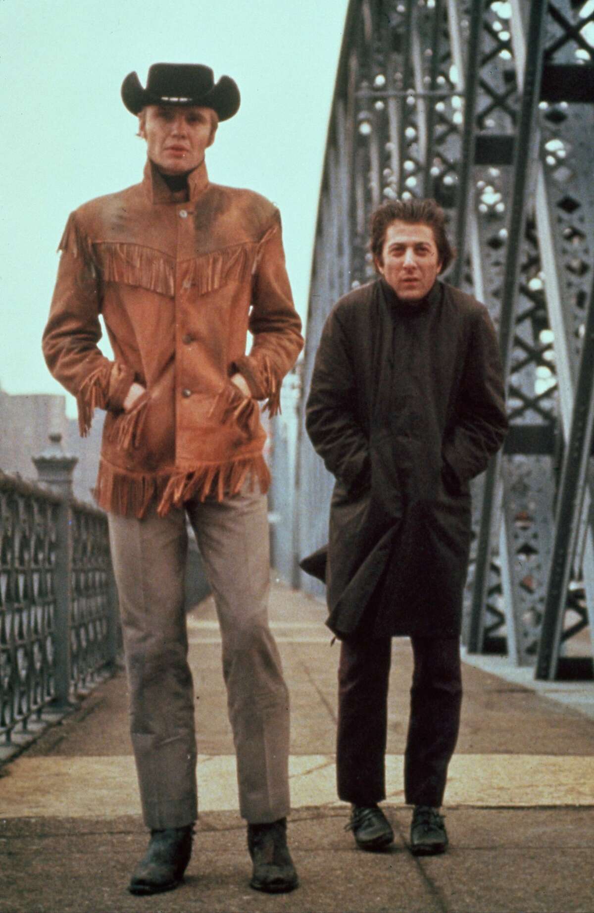 MIDNIGHT COWBOY -- Jon Voight, Dustin Hoffman in "Midnight Cowboy". "Reel Radicals: The Sixties Revolution in Film." HOUCHRON CAPTION (04/02/2002): Documentary examines films of the 1960s, like "Midnight Cowboy," above. HOUCHRON CAPTION (07/26/2003): John Schlesinger's 1969 film "Midnight Cowboy," starring Jon Voight, left, and Dustin Hoffman, won three Oscars, including for best director, best picture and best adapted screenplay.