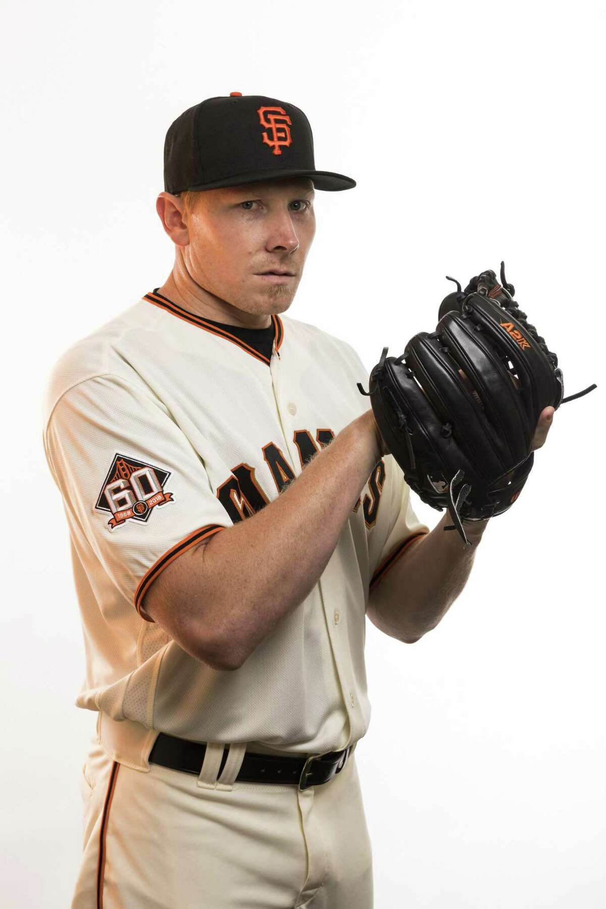 Pitcher Mark Melancon (41) poses for a photo during the San Francisco Giants photo day on Tuesday, Feb. 20, 2018 at Scottsdale Stadium in Scottsdale, Ariz.