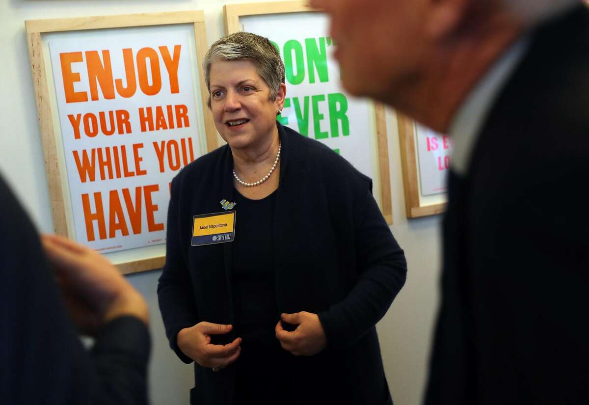 University of California President Janet Napolitano during a fundraiser for the Gabriel Zimmerman Memorial Scholarship fund in San Francisco, Calif., on Thursday, March 1, 2018.