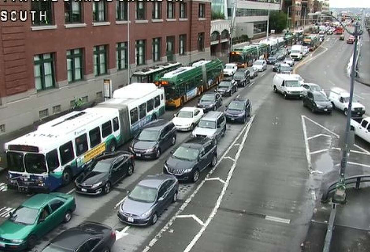 A demonstration in downtown Seattle caused massive traffic delays Friday morning.