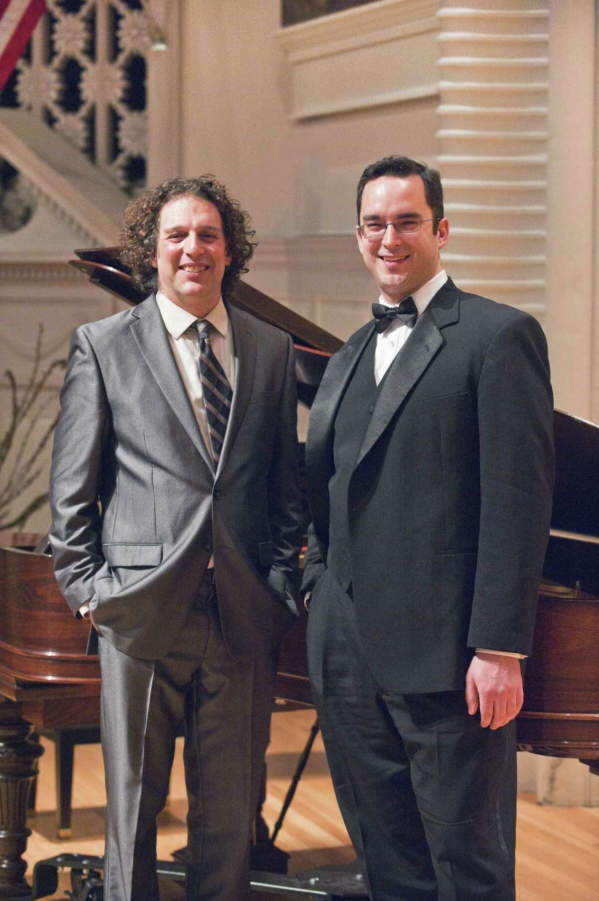 “Bernstein: A Centennial Celebration,” presented by the Fairfield County Chorale, takes place March 10 in Norwalk. FCC artistic director David Rosenmeyer, left, and assistant conductor Michael Sheetz will be on the podium.