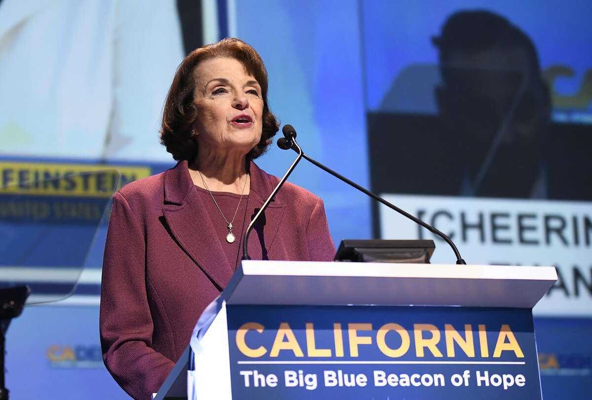 Sen. Dianne Feinstein, D-Calif. speaks at the 2018 California Democrats State Convention Saturday, Feb. 24, 2018, in San Diego. 
