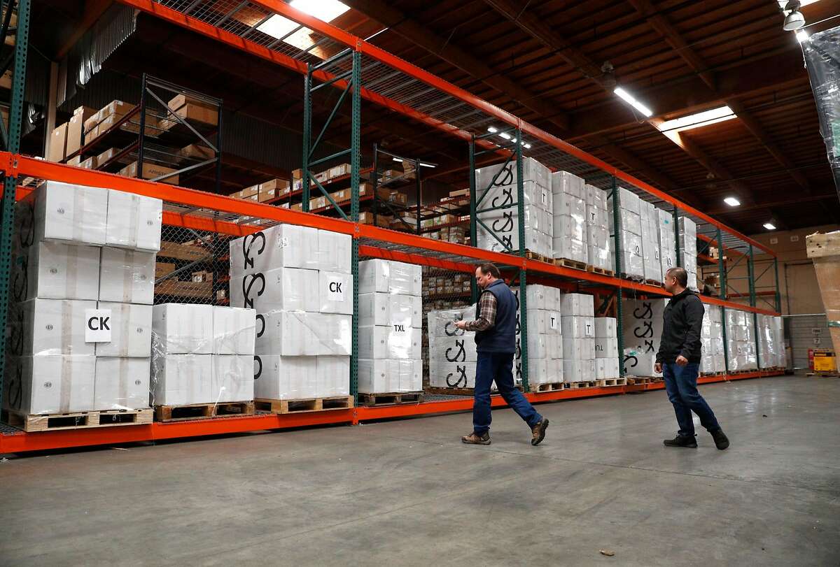 The Darkstore warehouse with products ready for shipment in Hayward, Calif., on Fri. Mar.2, 2018.