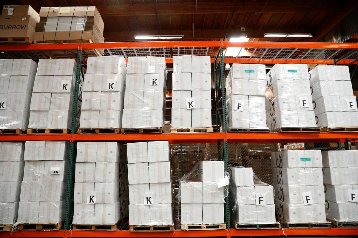 The Darkstore warehouse with products ready for shipment in Hayward, Calif., on Fri. Mar.2, 2018.