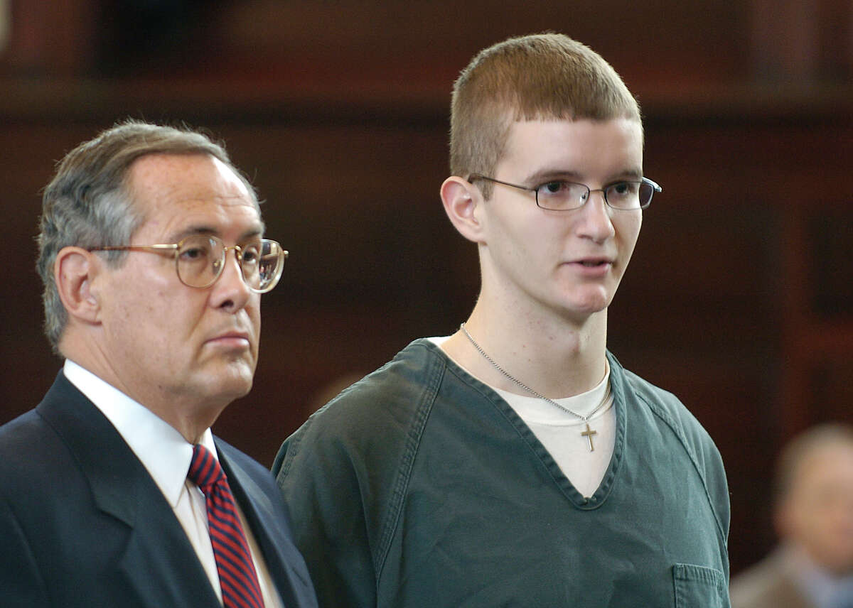 A nervous Jon Romano, right, stands with his defense attorney E. Stewart Jones(l) during his plea bargain hearing in Judge McGrath's Court in the Rensselaer County Courthouse on Nov. 22, 2004, in Troy, N.Y. Next month he will receive a sentence of up to 20 years in jail for his actions at Columbia High School earlier this year. 