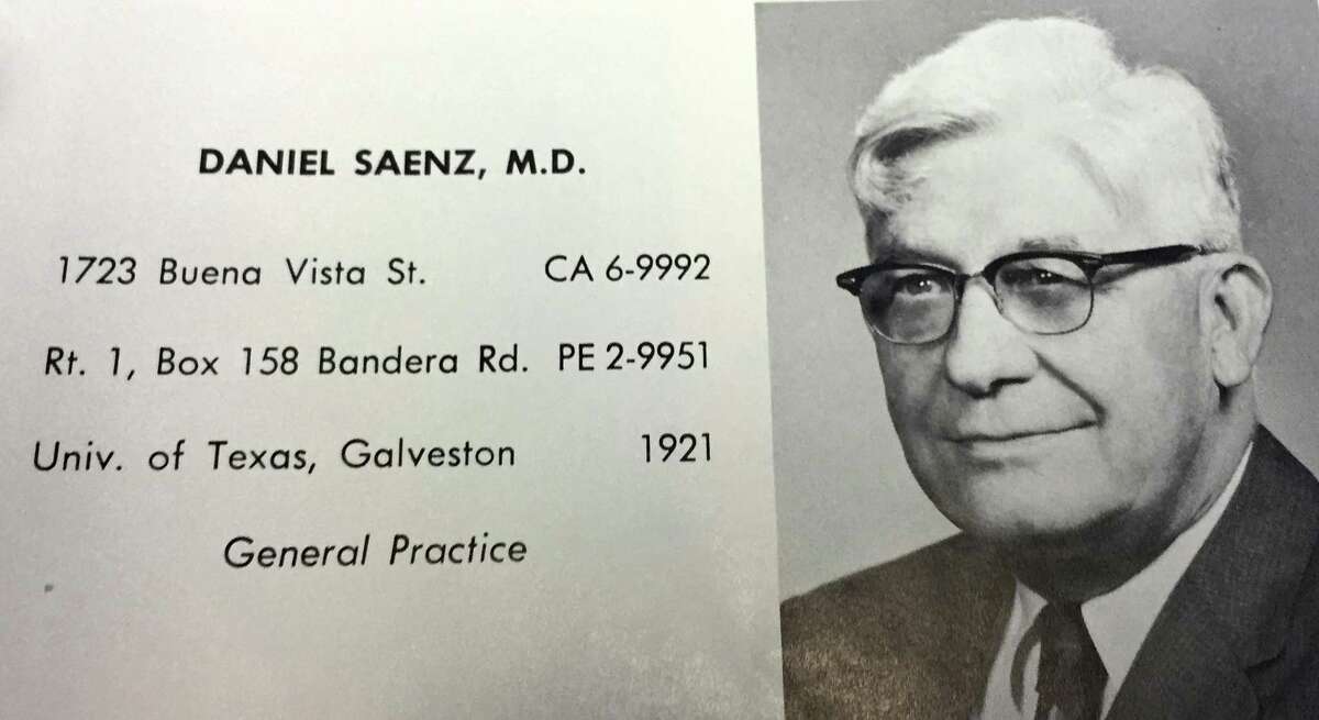 This is the listing for Daniel Saenz, M.D., in the Bexar County Medical Society’s 1966 directory. Saenz practiced medicine for more than 50 years in San Antonio, from the late 1920s into the early ’70s.