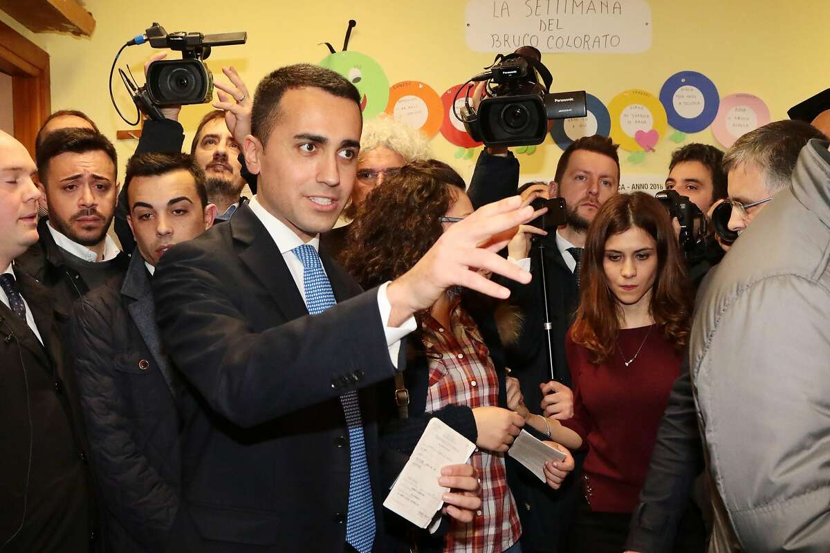 Italy's populist Five Star Movement (M5S) party leader Luigi Di Maio arrives to vote on March 4, 2018 at a polling station in Naples. Italians vote today in one of the country's most uncertain elections, with far-right and populist parties expected to make major gains and Silvio Berlusconi set to play a leading role. / AFP PHOTO / Carlo HermannCARLO HERMANN/AFP/Getty Images