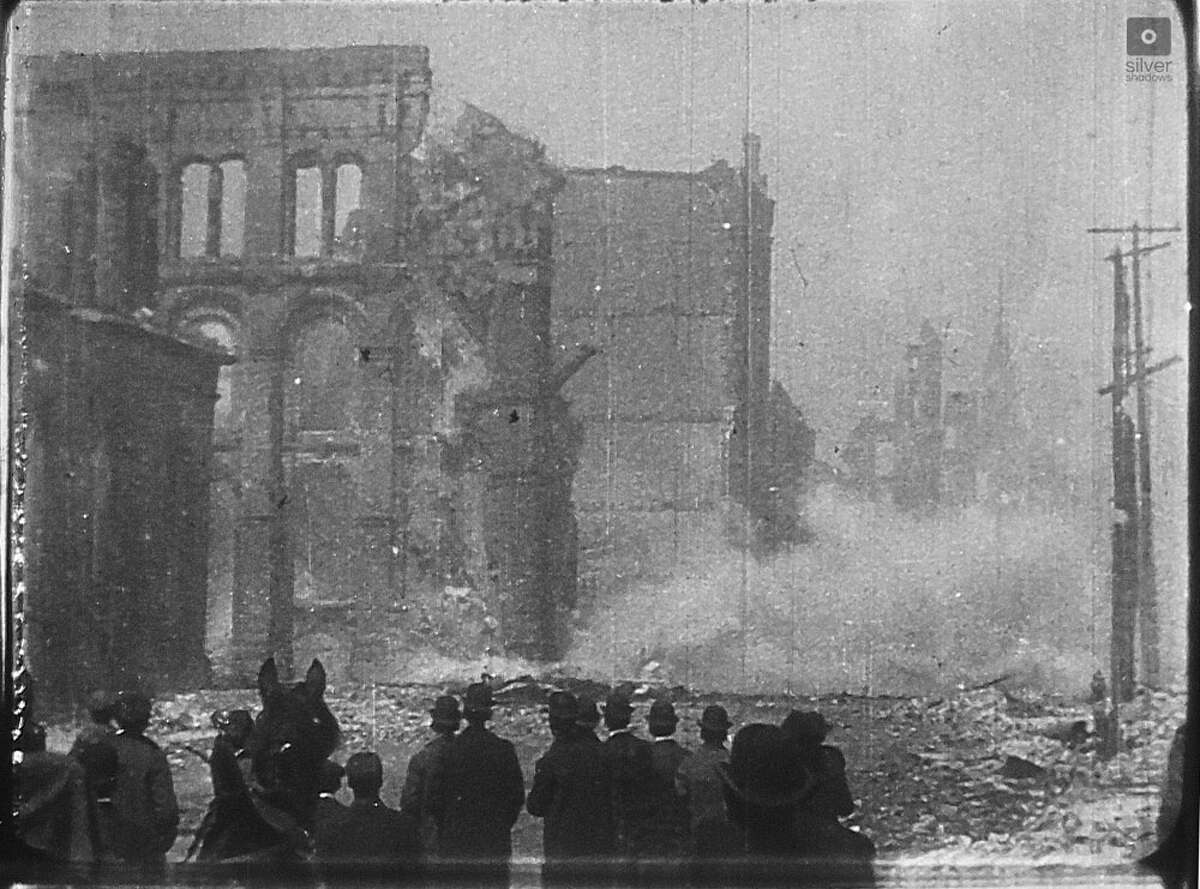 Film still from long-lost footage the Miles Brothers film studio captured of San Francisco two weeks after the 1906 earthquake.
