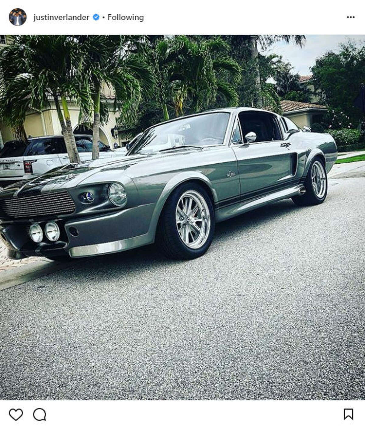 On Friday, Astros pitchers Justin Verlander showed off his new Eleanor Mustang on Instagram in a series of posts. Source: Instagram