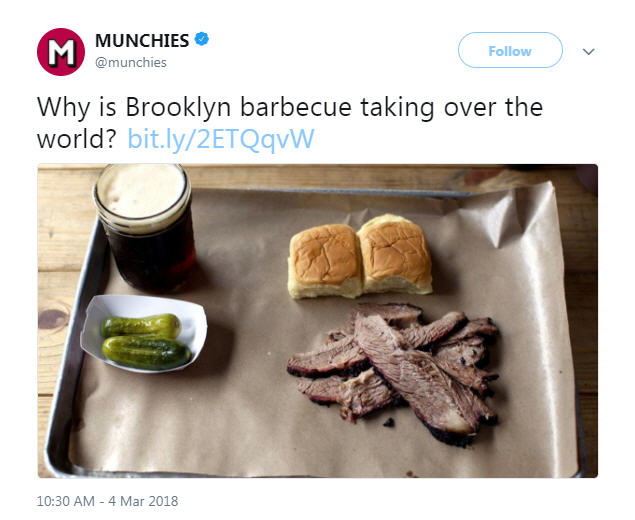'Munchies' asks if Brooklyn barbecue is taking over the world, Twitter