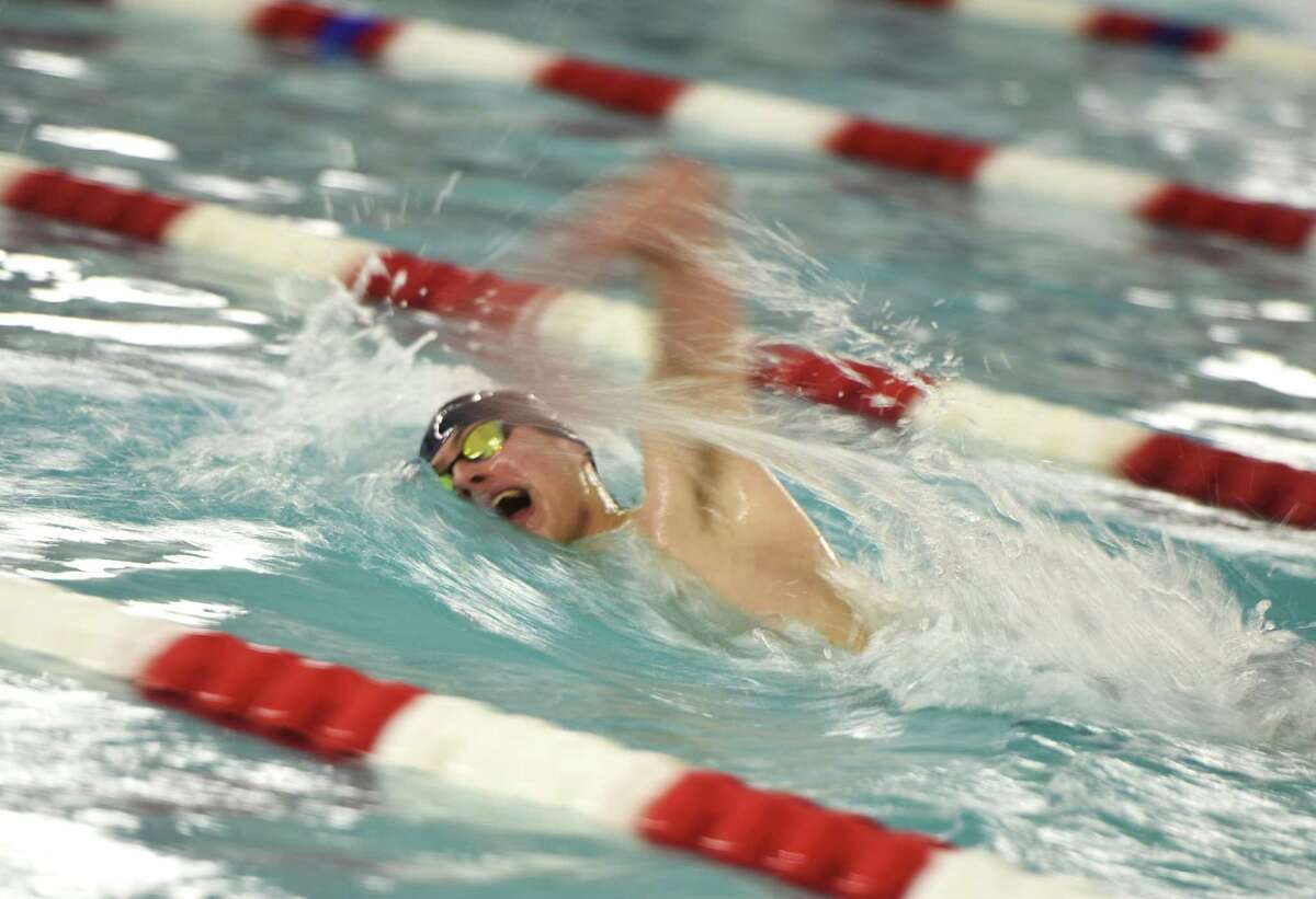 First-place finisher Nicolas Ortega, of Staples, competes in the 500 freestyle on Sunday.