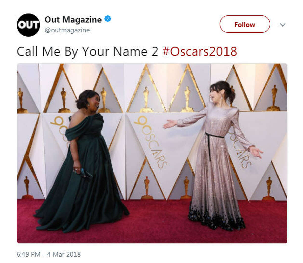 "Call Me By Your Name 2 #Oscars2018" Source: Twitter