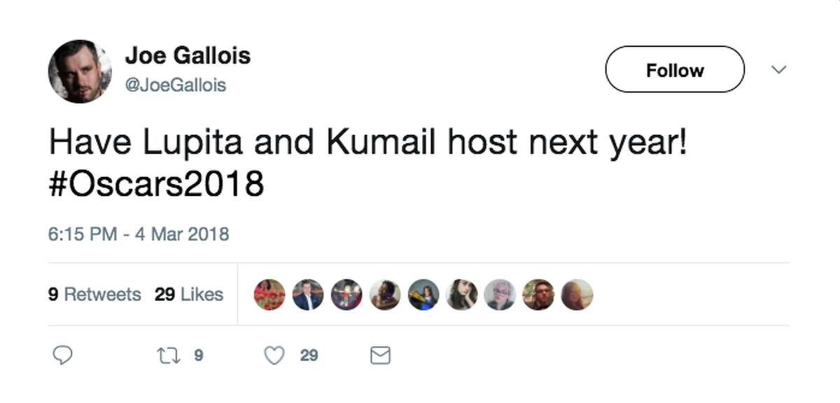 Twitter users loved Lupita Nyong'o and Kumail Nanjiani so much at the Academy Awards that they're calling for the pair to host next year's show.