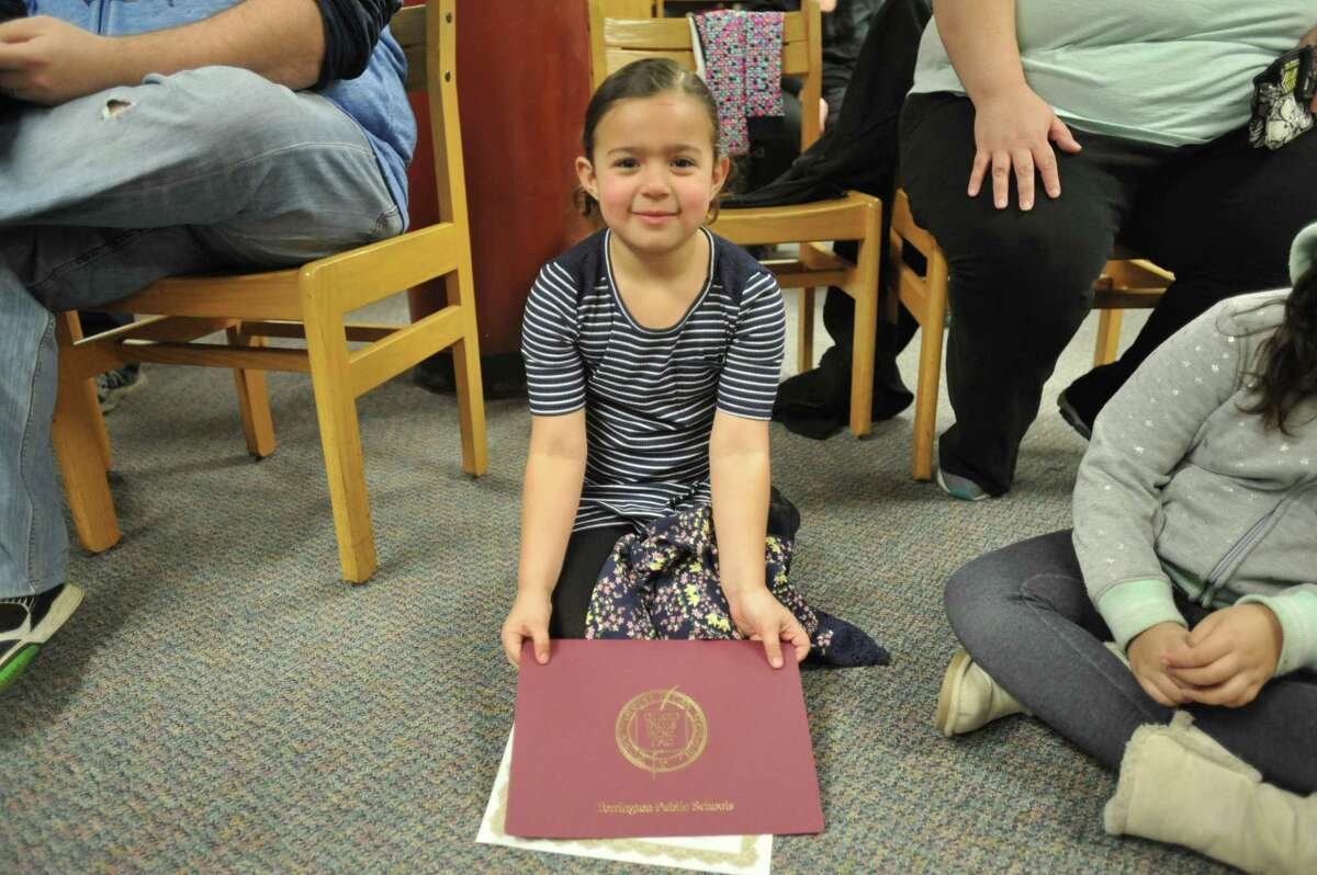 Students, educators, and members of the Torrington educational community were recognized for their efforts at the most recent meeting of the Board of Education. Above, Vogel-Wetmore student Lilyana Franco.