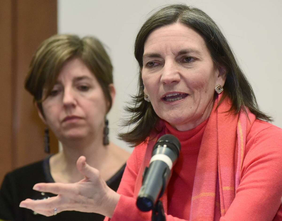 Catalina Horak, executive director of Building One Community, speaks in March 2017 during a forum at Norwalk Community College. Horak’s organization doubled its donation totals on the 2018 installment of Fairfield County’s Giving Day held March 1, in part by emphasizing a mantra of “no donation too small.”
