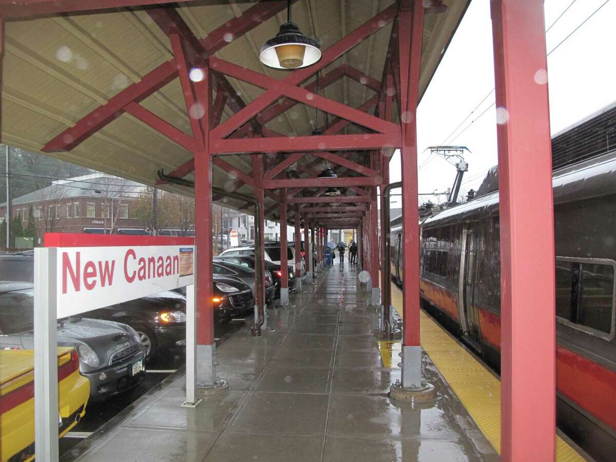 New Canaan Train Station on a rainy day