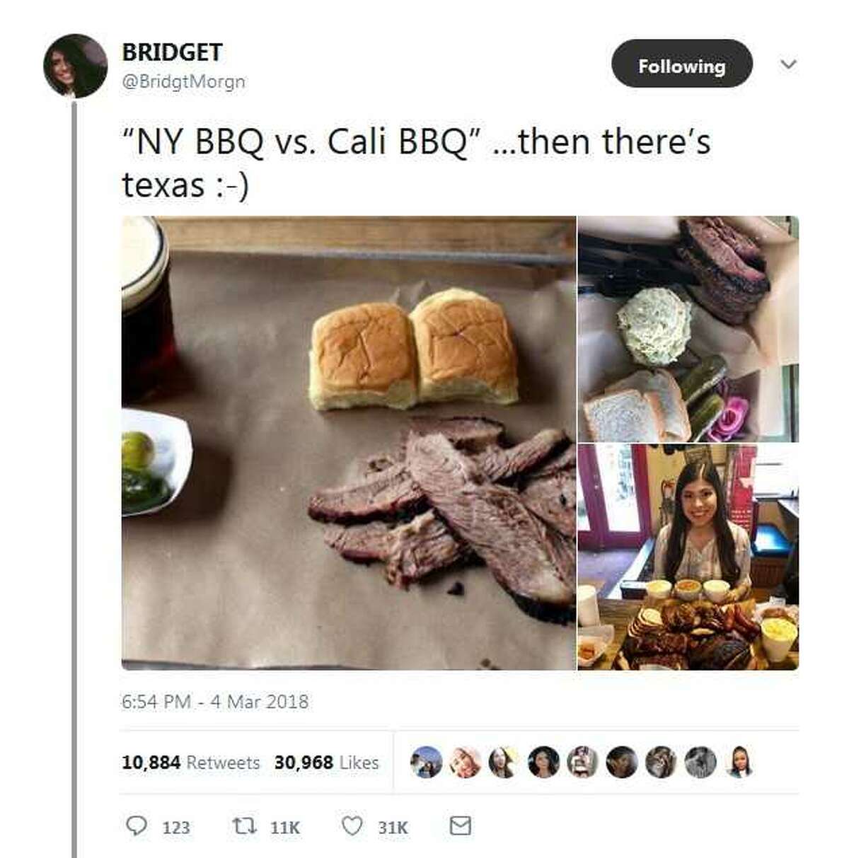 Bridget Morgan had the perfect response to a Tweet about Brooklyn barbecue.