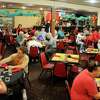 Rocket fans enjoy dinner before the game at the China Garden Restaurant on Leeland St. downtown Saturday March 03,2018. (Dave Rossman Photo)